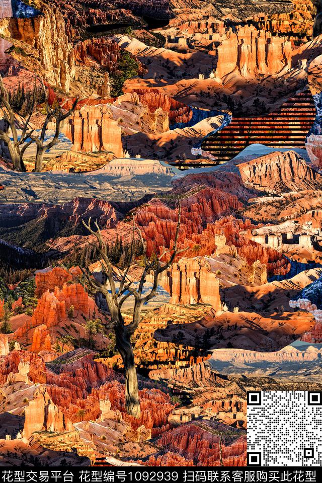 风景景观山数码印花华亿平台下载（图片编号: 1092939） - 瓦栏（Walan）