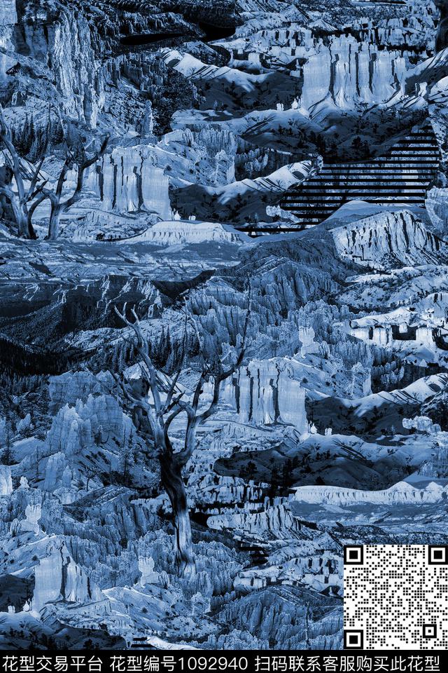 风景景观山混合拼接数码印花华亿平台下载（图片编号: 1092940） - 瓦栏（Walan）