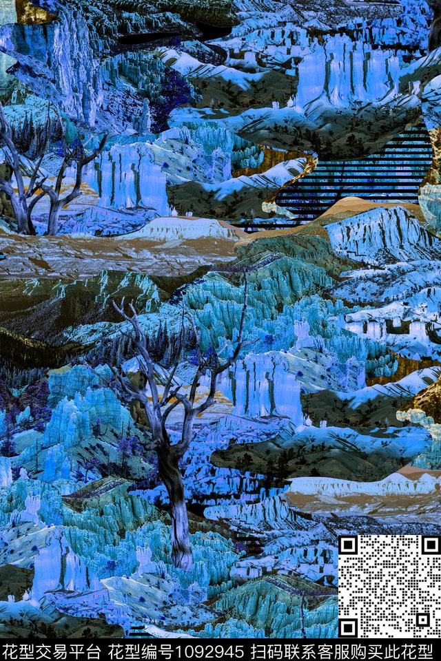 风景景观山混合拼接数码印花华亿平台下载（图片编号: 1092945） - 瓦栏（Walan）