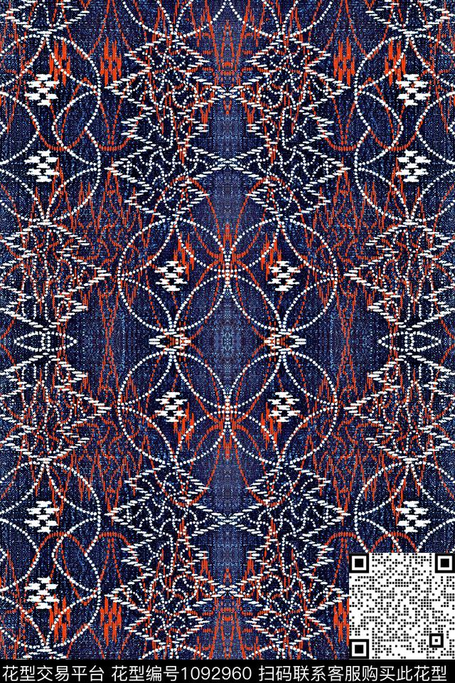 民族风几何布纹数码印花华亿平台下载（图片编号: 1092960） - 瓦栏（Walan）