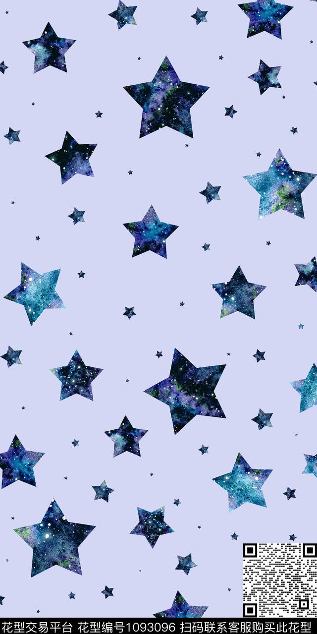 星星宇宙手绘花卉数码印花华亿平台下载（图片编号: 1093096） - 瓦栏（Walan）