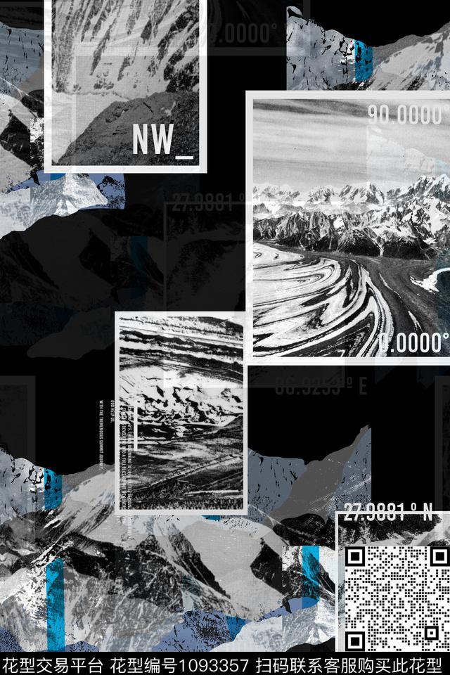 雪山肌理男装数码印花华亿平台下载（图片编号: 1093357） - 瓦栏（Walan）