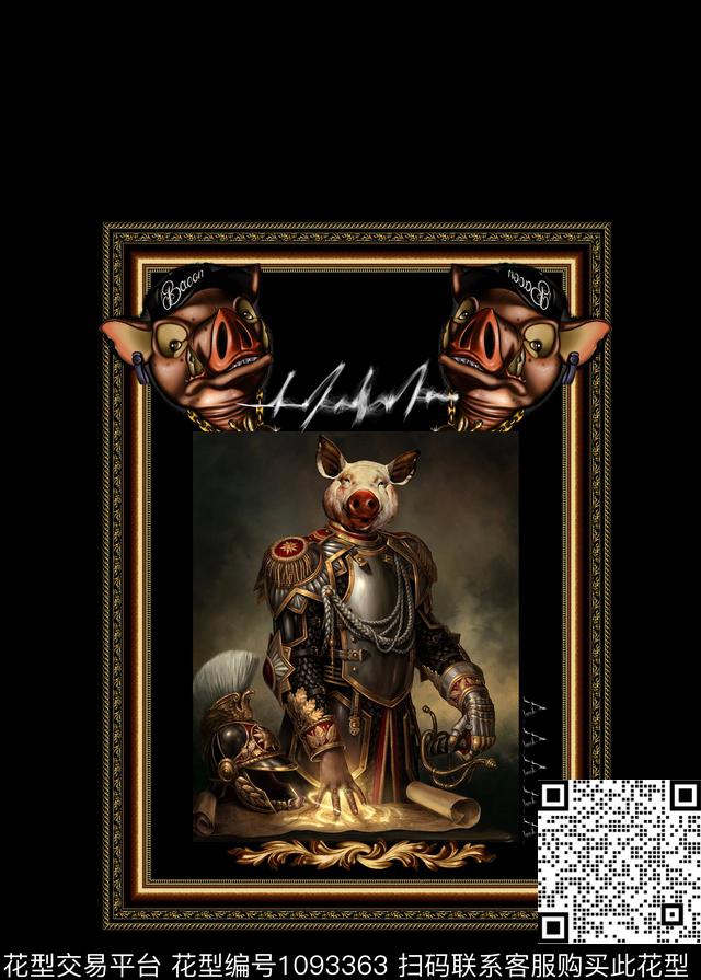将军猪贵族猪复古奢华传统印花华亿平台下载（图片编号: 1093363） - 瓦栏（Walan）