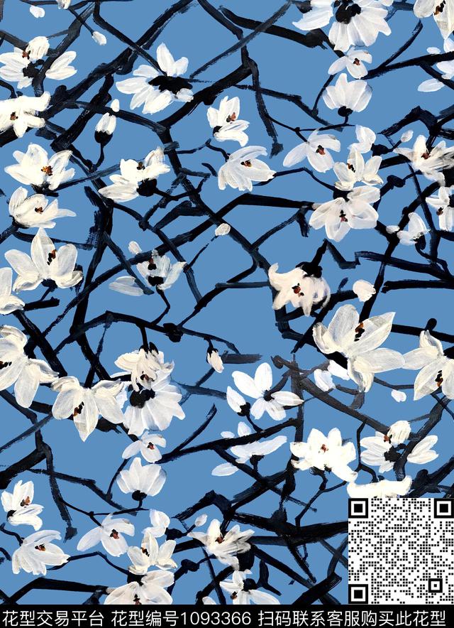 小碎花蓝色新品数码印花华亿平台下载（图片编号: 1093366） - 瓦栏（Walan）