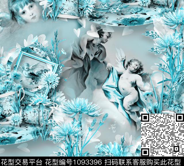 素雅天空菊花数码印花华亿平台下载（图片编号: 1093396） - 瓦栏（Walan）