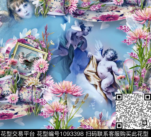 素雅天空菊花数码印花华亿平台下载（图片编号: 1093398） - 瓦栏（Walan）