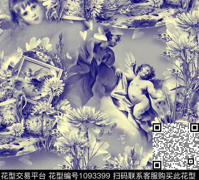 素雅菊花天使数码印花华亿平台下载（图片编号: 1093399） - 瓦栏（Walan）