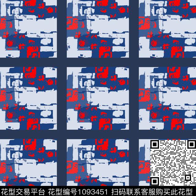 抽象格子混搭传统印花华亿平台下载（图片编号: 1093451） - 瓦栏（Walan）