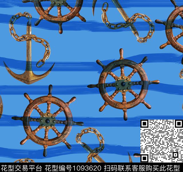 航海创意条纹数码印花华亿平台下载（图片编号: 1093620） - 瓦栏（Walan）