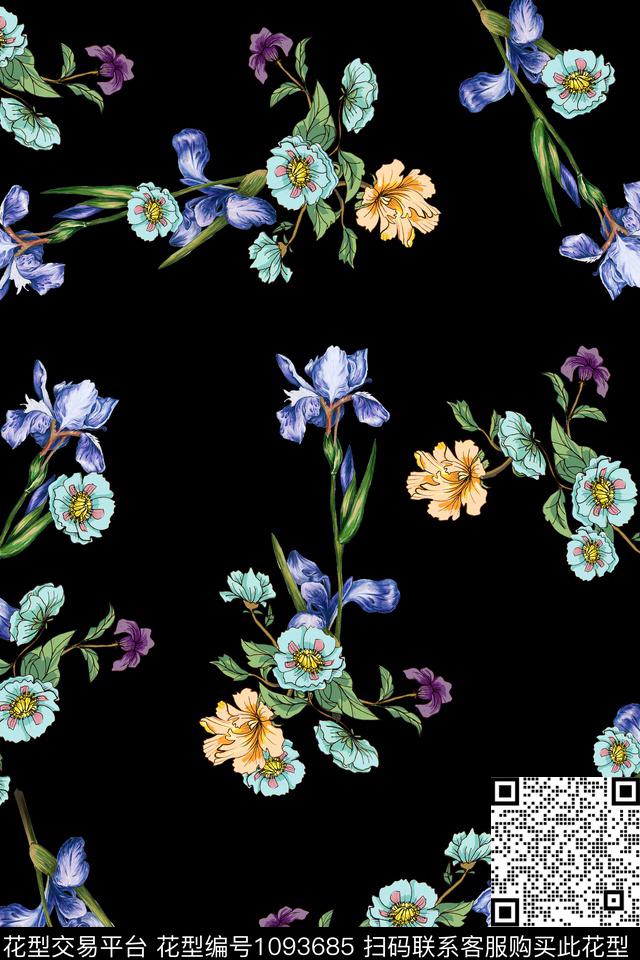 植物手绘花卉花卉数码印花华亿平台下载（图片编号: 1093685） - 瓦栏（Walan）