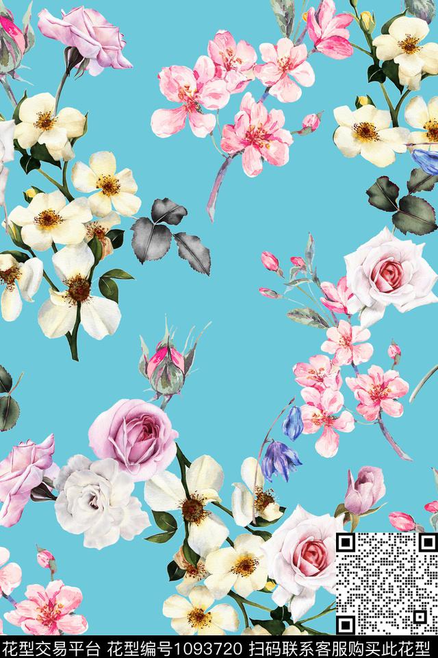 花卉女装彩地花卉数码印花华亿平台下载（图片编号: 1093720） - 瓦栏（Walan）