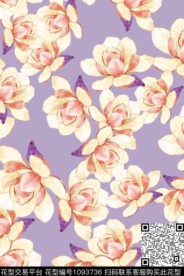 花卉女装彩地花卉数码印花华亿平台下载（图片编号: 1093736） - 瓦栏（Walan）