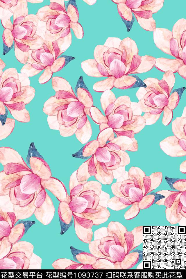 花卉女装彩地花卉数码印花华亿平台下载（图片编号: 1093737） - 瓦栏（Walan）