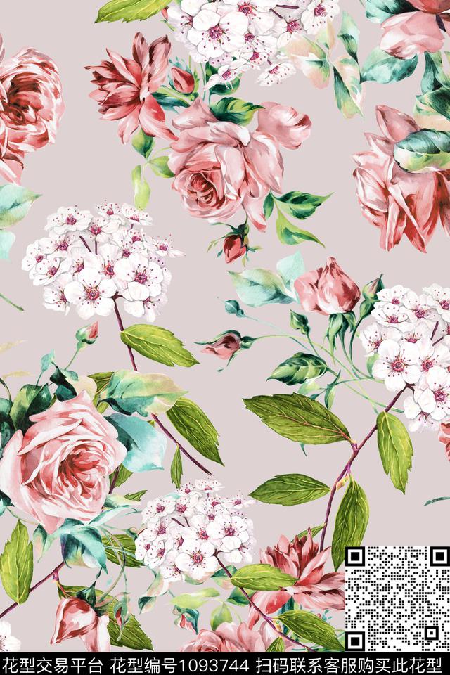 花卉女装彩地花卉数码印花华亿平台下载（图片编号: 1093744） - 瓦栏（Walan）