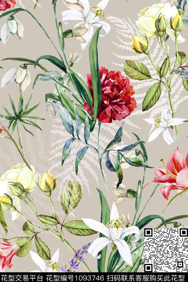 数码华亿平台花卉女装数码印花华亿平台下载（图片编号: 1093746） - 瓦栏（Walan）