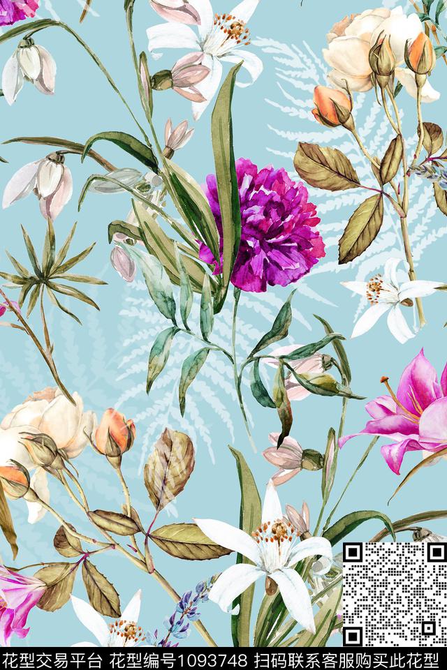 数码华亿平台花卉女装数码印花华亿平台下载（图片编号: 1093748） - 瓦栏（Walan）