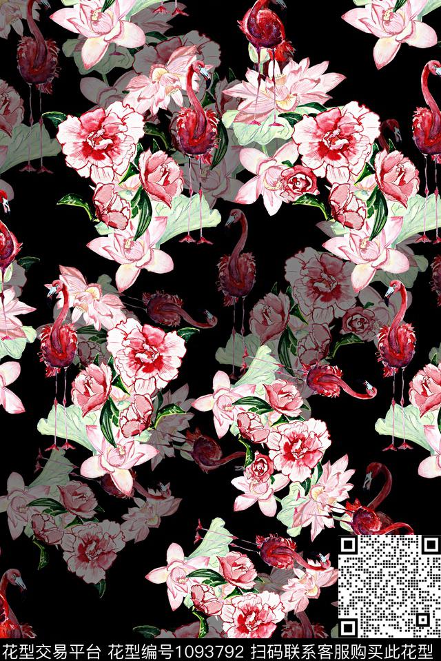水彩花卉女装荷花数码印花华亿平台下载（图片编号: 1093792） - 瓦栏（Walan）