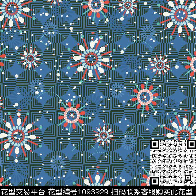 波西米亚抽象几何数码印花华亿平台下载（图片编号: 1093929） - 瓦栏（Walan）