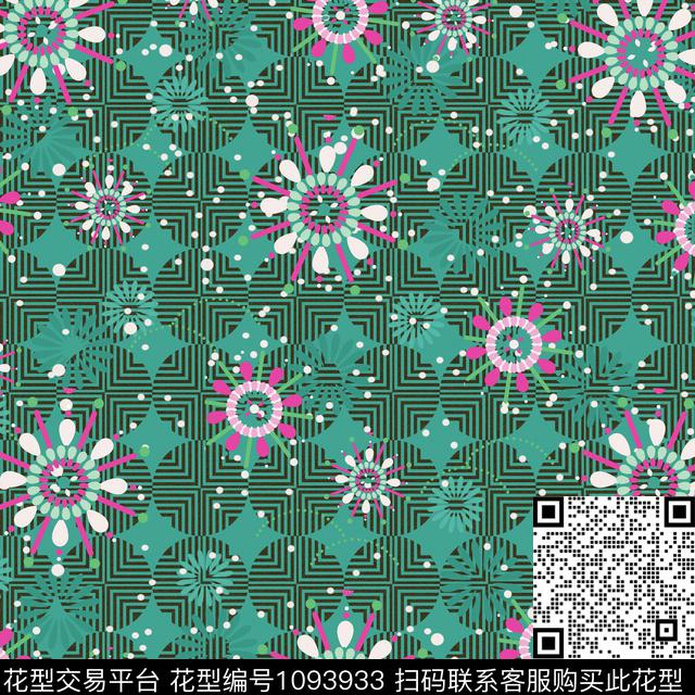 波西米亚抽象几何数码印花华亿平台下载（图片编号: 1093933） - 瓦栏（Walan）