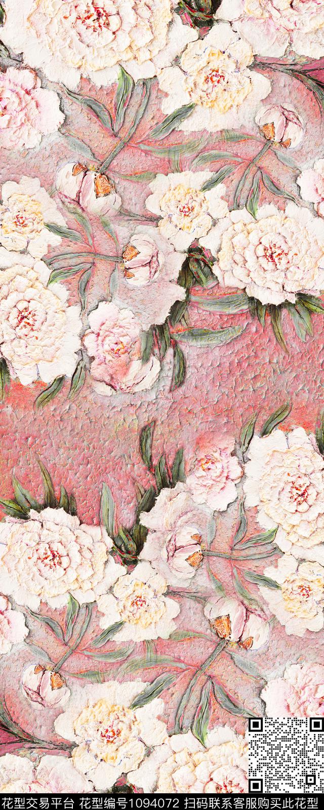 梅花围巾中国风数码印花华亿平台下载（图片编号: 1094072） - 瓦栏（Walan）