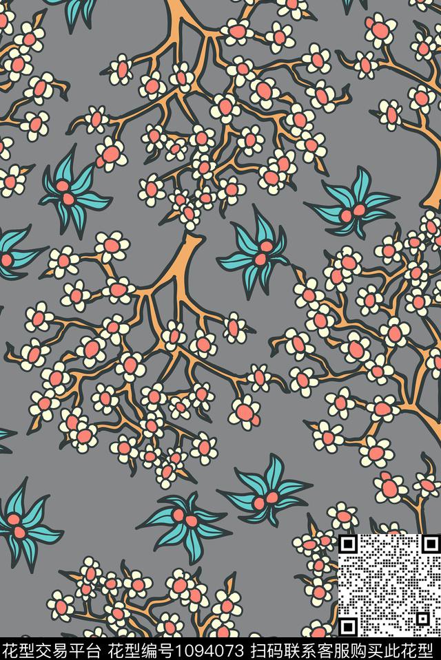 小碎花抽象数码印花华亿平台下载（图片编号: 1094073） - 瓦栏（Walan）