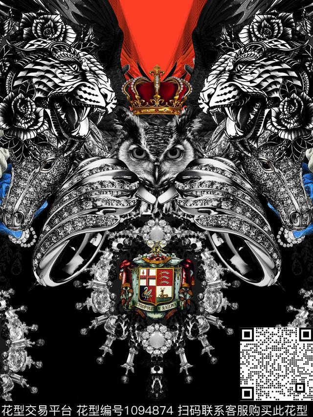 抽象男装大牌风数码印花华亿平台下载（图片编号: 1094874） - 瓦栏（Walan）