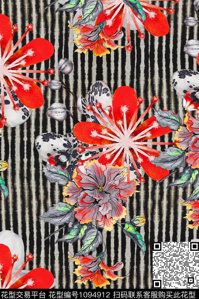 植物花卉复古数码印花华亿平台下载（图片编号: 1094912） - 瓦栏（Walan）
