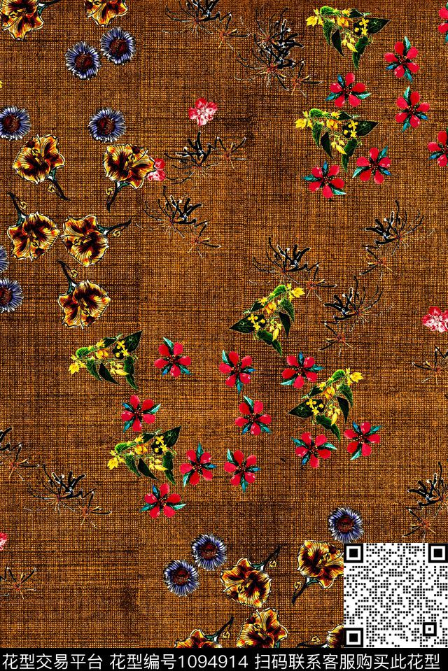 植物花卉复古数码印花华亿平台下载（图片编号: 1094914） - 瓦栏（Walan）