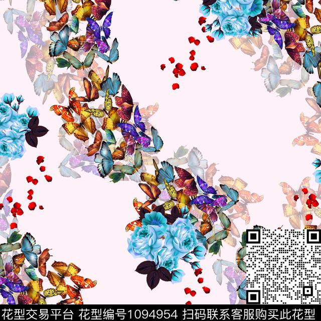 昆虫花卉蝴蝶小方巾数码印花华亿平台下载（图片编号: 1094954） - 瓦栏（Walan）