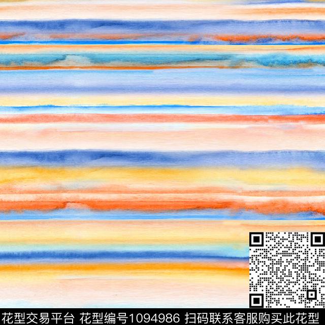 手绘条子年轻女性简约数码印花华亿平台下载（图片编号: 1094986） - 瓦栏（Walan）