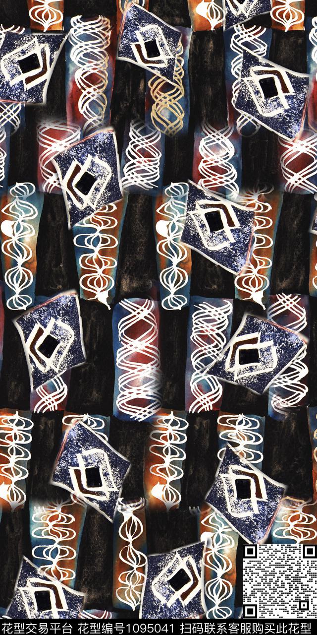 数码华亿平台民族风抽象数码印花华亿平台下载（图片编号: 1095041） - 瓦栏（Walan）