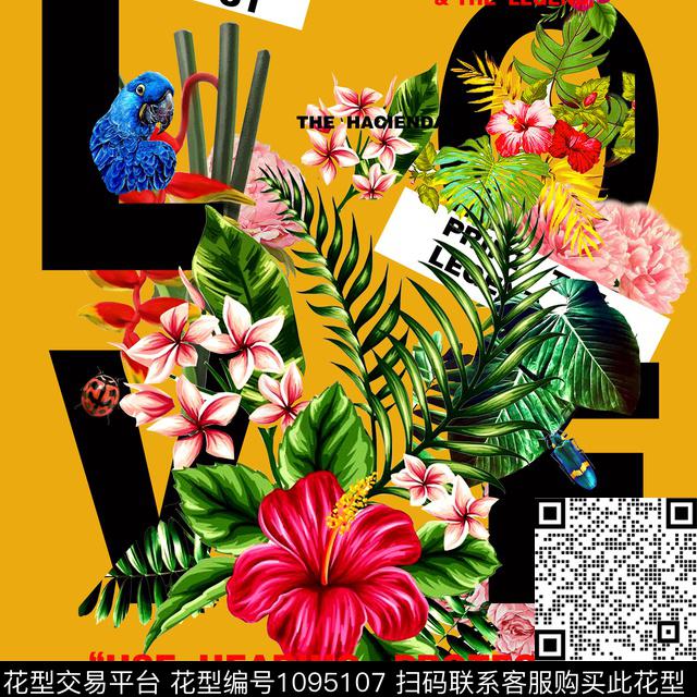 大牌男装春夏花草印花男装字母定位印花数码印花华亿平台下载（图片编号: 1095107） - 瓦栏（Walan）