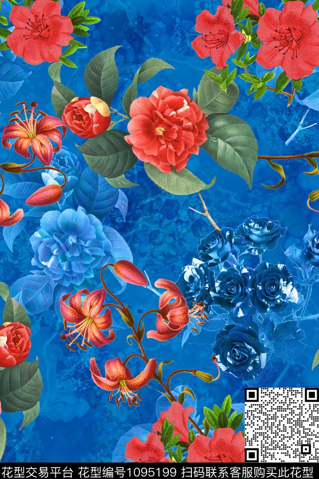 数码华亿平台植物花卉数码印花华亿平台下载（图片编号: 1095199） - 瓦栏（Walan）