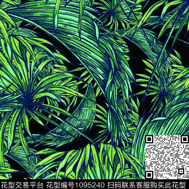 绿色迷彩绿植树叶数码印花华亿平台下载（图片编号: 1095240） - 瓦栏（Walan）