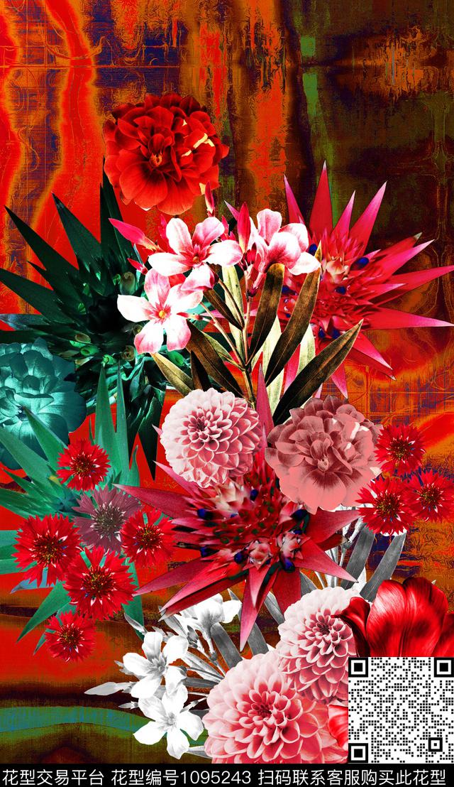 数码华亿平台连衣裙中老年数码印花华亿平台下载（图片编号: 1095243） - 瓦栏（Walan）