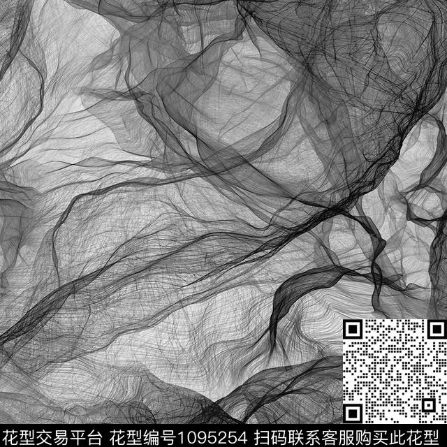 抽象烟雾黑白华亿平台数码印花华亿平台下载（图片编号: 1095254） - 瓦栏（Walan）