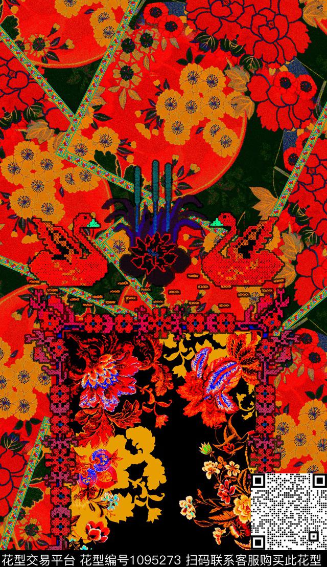 数码华亿平台定位花波西米亚数码印花华亿平台下载（图片编号: 1095273） - 瓦栏（Walan）