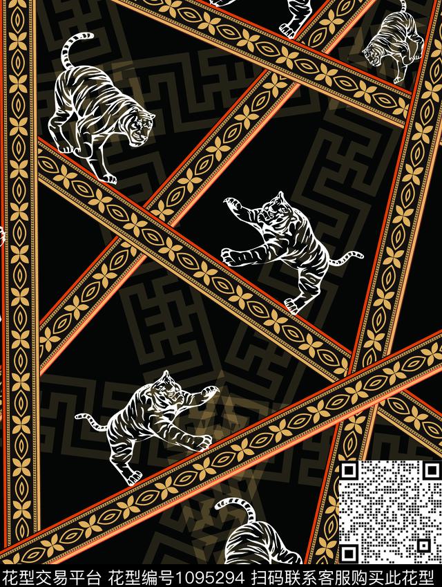 抽象男装大牌风数码印花华亿平台下载（图片编号: 1095294） - 瓦栏（Walan）