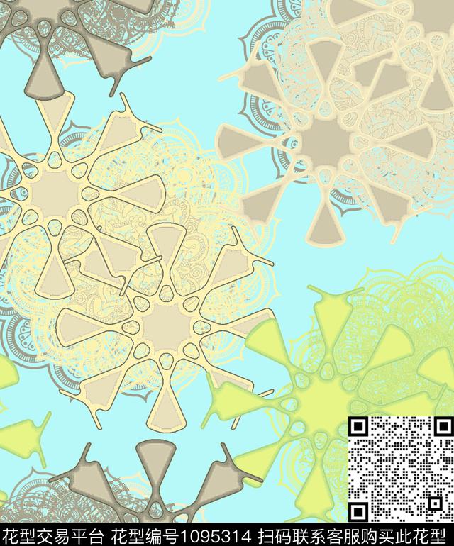 创意抽象佩斯利数码印花华亿平台下载（图片编号: 1095314） - 瓦栏（Walan）
