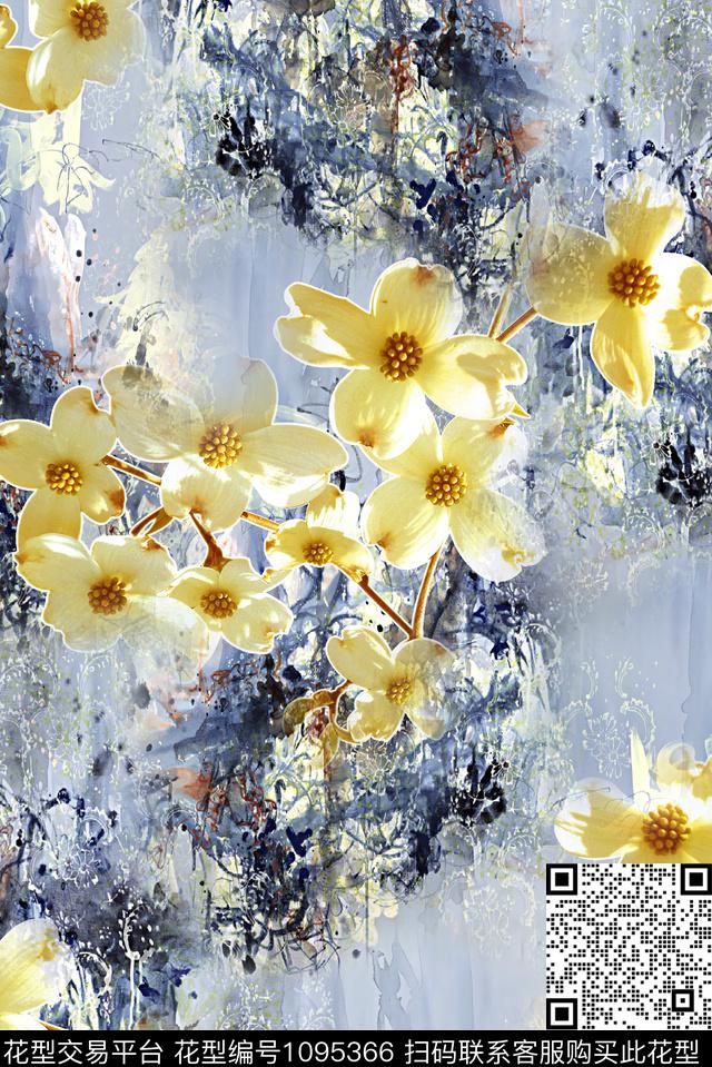 花卉抽象底纹女装数码印花华亿平台下载（图片编号: 1095366） - 瓦栏（Walan）