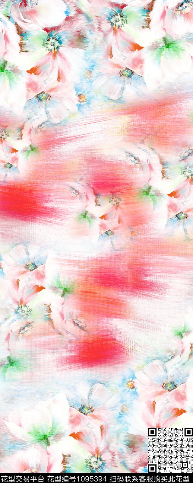 数码华亿平台抽象花卉数码印花华亿平台下载（图片编号: 1095394） - 瓦栏（Walan）