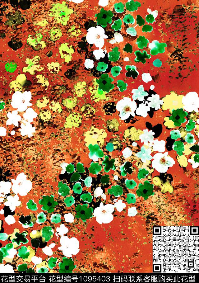 数码华亿平台肌理花卉数码印花华亿平台下载（图片编号: 1095403） - 瓦栏（Walan）