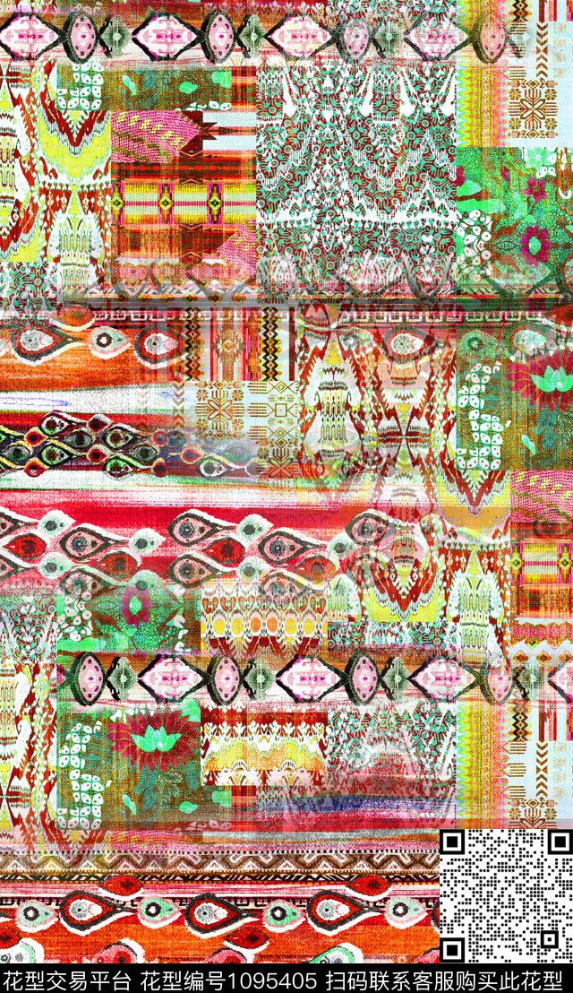 数码华亿平台民族风连衣裙数码印花华亿平台下载（图片编号: 1095405） - 瓦栏（Walan）