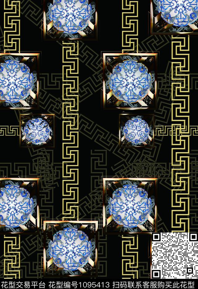 男装回纹欧式风数码印花华亿平台下载（图片编号: 1095413） - 瓦栏（Walan）