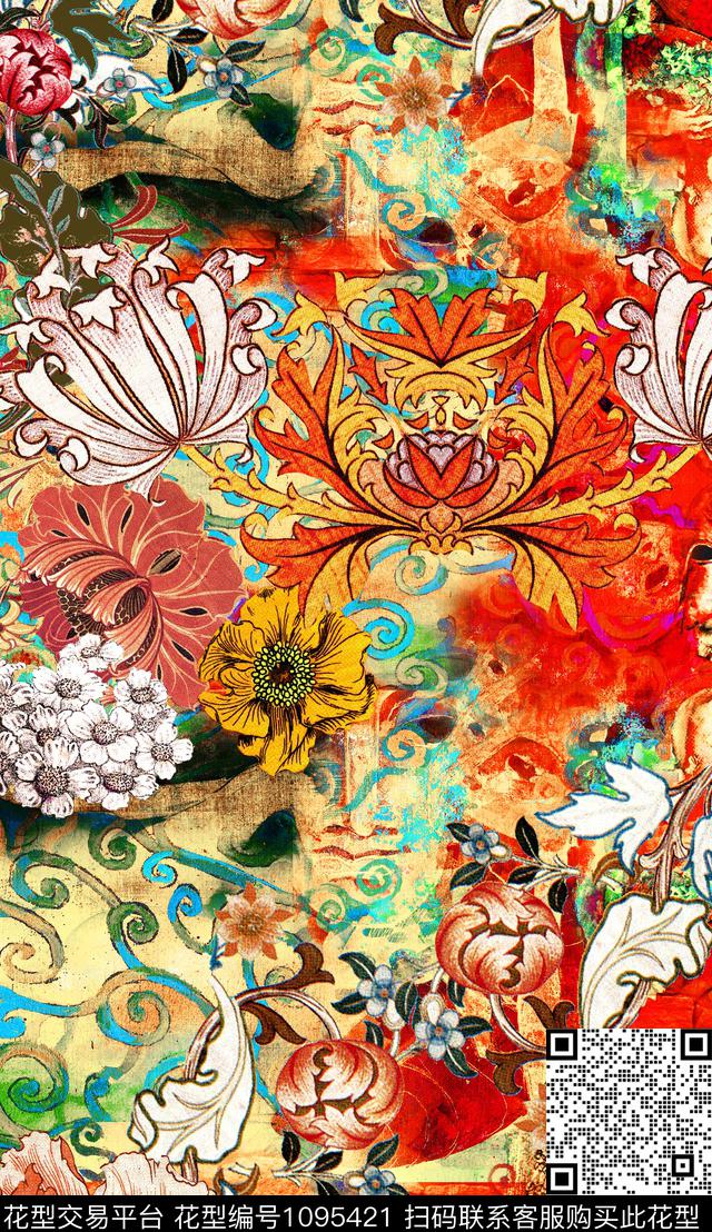 数码华亿平台民族风连衣裙数码印花华亿平台下载（图片编号: 1095421） - 瓦栏（Walan）