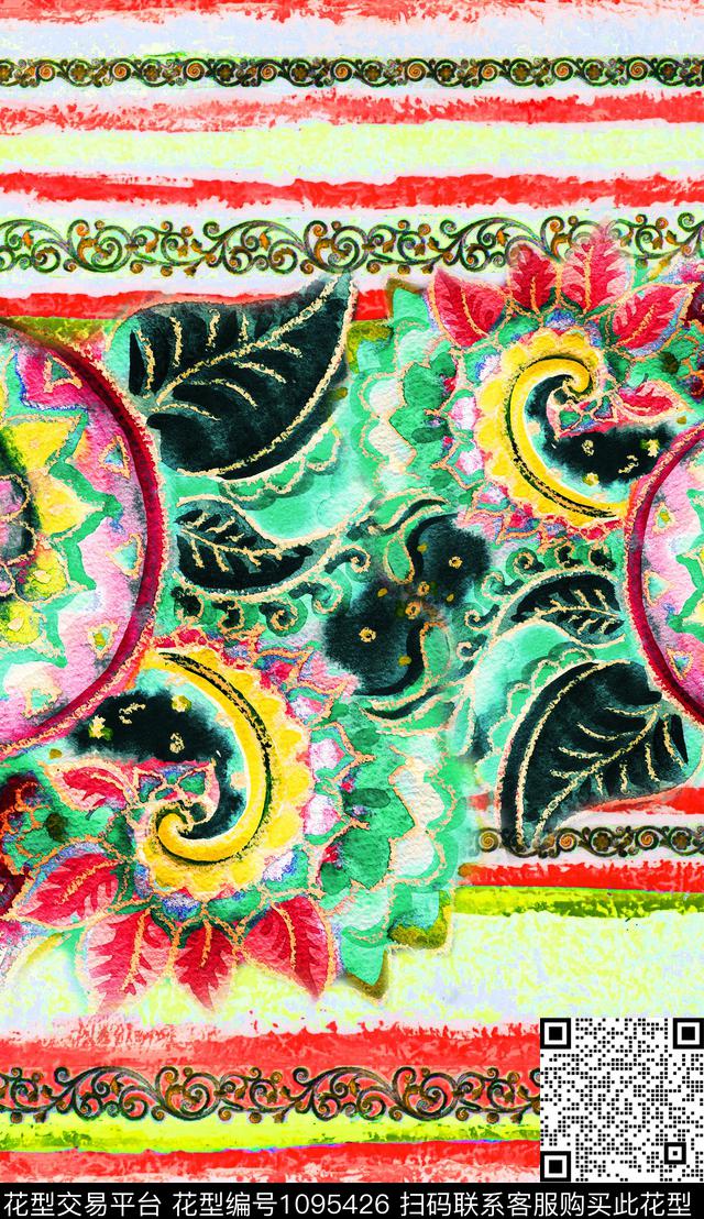 数码华亿平台民族风连衣裙数码印花华亿平台下载（图片编号: 1095426） - 瓦栏（Walan）