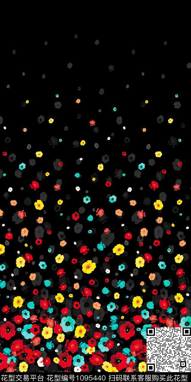 小碎花定位小花朵Fei-女装数码印花华亿平台下载（图片编号: 1095440） - 瓦栏（Walan）