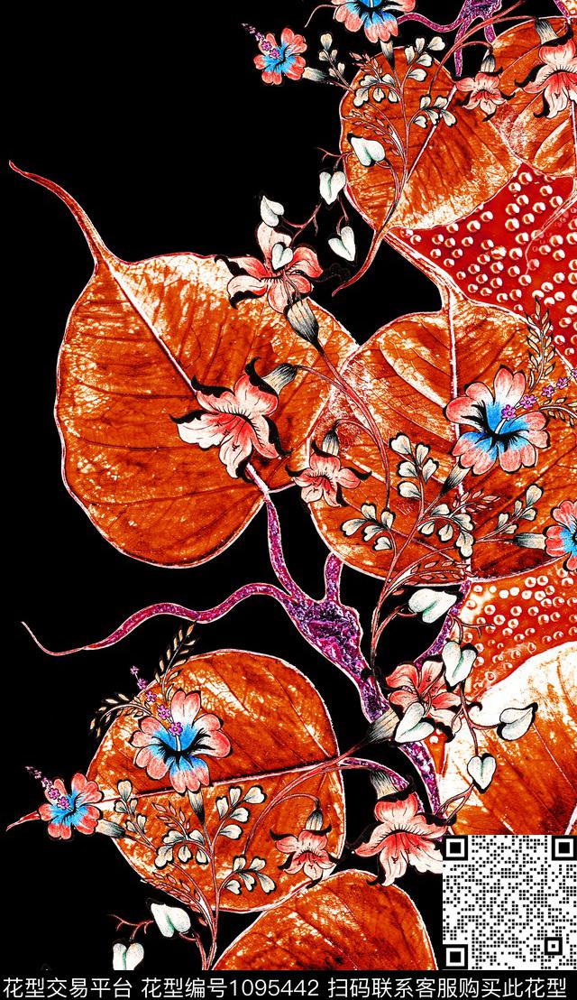 数码华亿平台连衣裙花卉数码印花华亿平台下载（图片编号: 1095442） - 瓦栏（Walan）