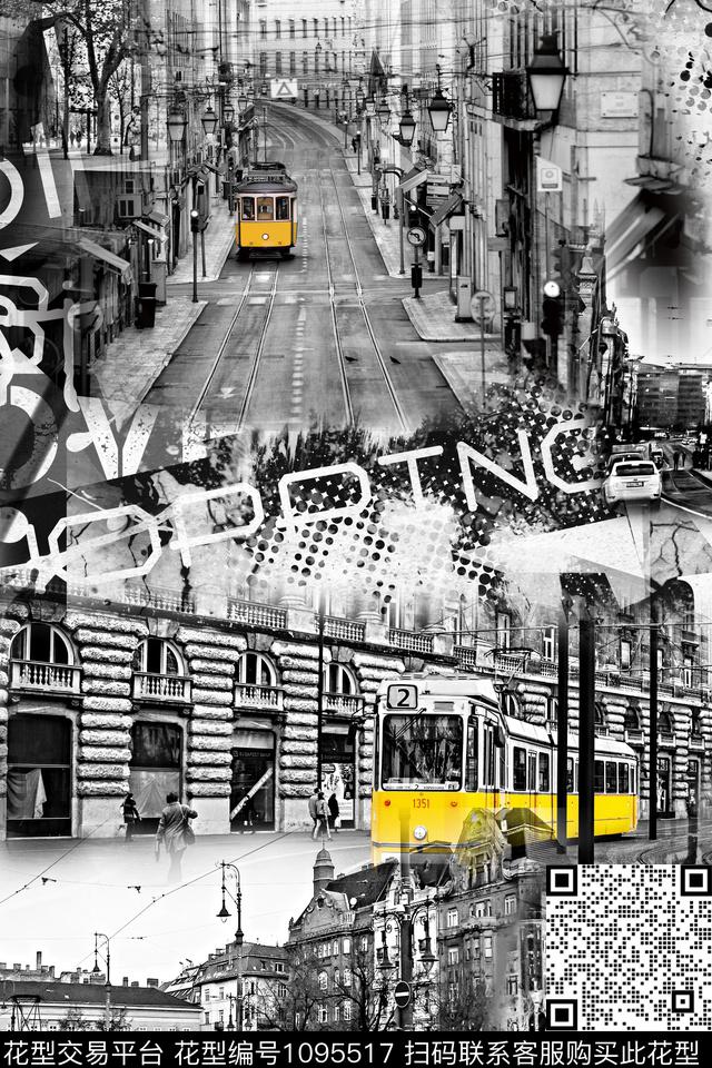 复古黑白华亿平台街头数码印花华亿平台下载（图片编号: 1095517） - 瓦栏（Walan）