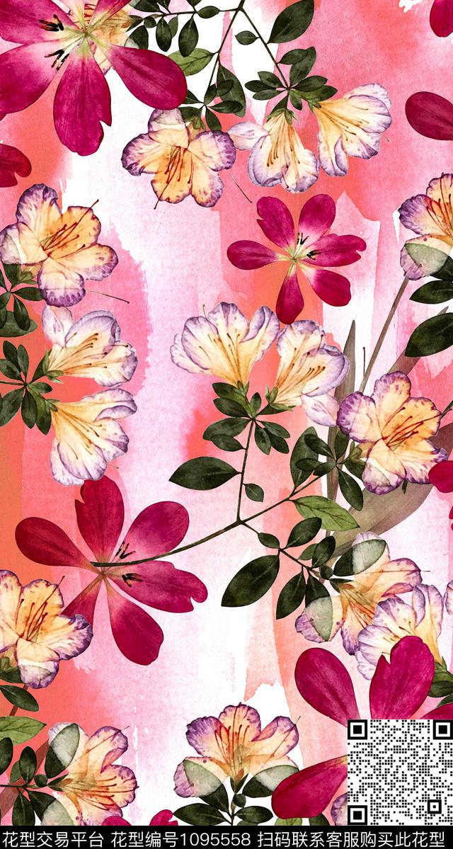 清爽底花卉花卉数码华亿平台数码印花华亿平台下载（图片编号: 1095558） - 瓦栏（Walan）